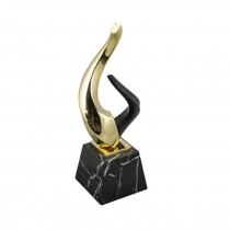 AWARD-Gold & Chrome Curves on Black Marble (W/White Veins) Base