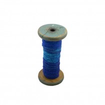 SPOOL-Antique Wooden Spool W/Navy Yarn