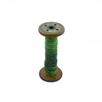SPOOL-Antique Wooden Spool W/Green Yarn