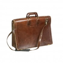 BRIEFCASE- Brown Leather W/Brass Clasp & Shoulder Strap