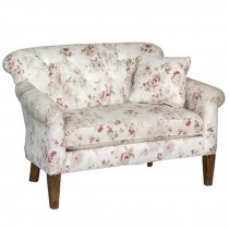 LOVESEAT-Tradional Frame -Cream Fabric W/Rose Blossoms