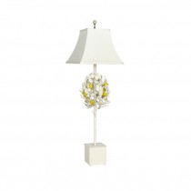 TABLE LAMP-White Vintage Toleware W/Lemons