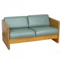 LOVESEAT-Blue/Green Cushions & Light Oak Frame