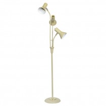 FLOOR LAMP-Vintage MCM (3)Armed Power Coated Khaki Metal Floor Lamp