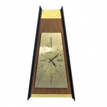 CLOCK-Trangular Wall Clock Brass & Wood