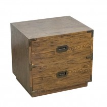 NIGHT STAND-(2)Drawer Wood Finish & Metal Accents