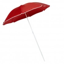 BEACH UMBRELLA-Red W/White Edge & Extendable Pole