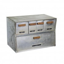 BREAD BOX W/SPICE DRAWERS-Vintage/Silver W/Wood Accents.