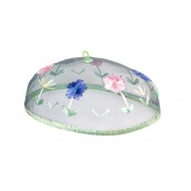 PLATE COVERS DOMES-Screen W/Embroidered Flowers