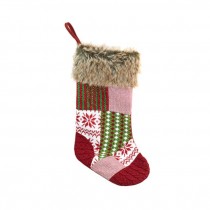 CHRISTMAS STOCKING-Patchwork W/Fur Trim