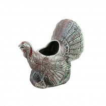 PLANTER-Ceramic Turkey-Green/Purple Glazed