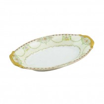 SERVING BOWL-White Meito China-W/Floral Pattern & Gold Details