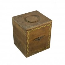 VINTAGE KITCHEN CANISTER-Square Wood W/Brass Eagle