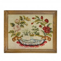 NEEDLEPOINT-Swans in Bowl w/ Flowers