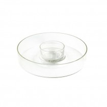 CHIP & DIP BOWL-Clear Glass W/Center Dip Bowl