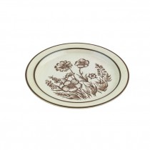 PLATE-Beige W/ BrownFloral Design in Center