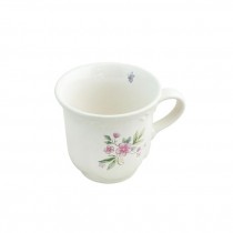 MUG-White-Pink Flowers-Butterfly Inside