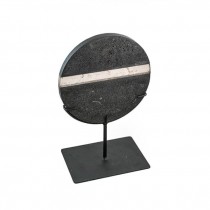 ROUND DISK W/STAND-Shades of Black W/Horizontal Pink Resin Stripe