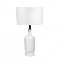 TABLE LAMP-White Ceramic W/Vertical Ribs