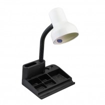 DESK LAMP-White Shade W/Black Bace & Bendable Neck