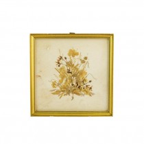FRAMED ART-Pressed Yellow & Brown Flowers W/Gold Frame