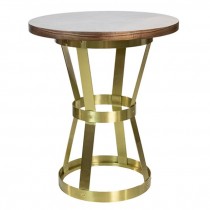 BAR TABLE-Gold Frame W/Wood Top