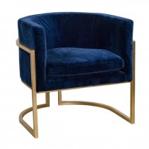 TUB CHAIR-Navy Velvet W/Gold Frame