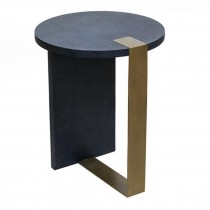 SIDE TABLE-Grey Shagreen W/Gold Detail