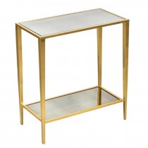 GOLD SIDE TABLE-Rectangle W/Under Shelf
