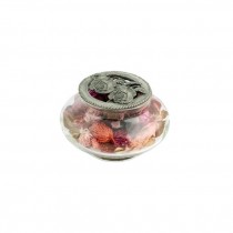 POTPOURRI BOWL-Glass w/ Silver Floral Lid