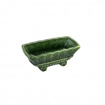 PLANTER-Green Ceramic Rect-Curled Feet