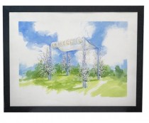 PAINTING-Chuppah Outdoors W/Flowers & Fabric Top