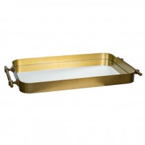 TRAY-Brushed Brass Rectangle W/Mirrored Surface