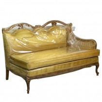 CHAISE RAF-Vintage Gold Fabric W/Tufted Design & Fruitwood Frame
