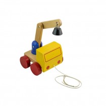 TOY-Wooden Crane-Yellow Front w/Red Wheels