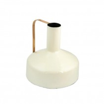 VASE-White Enamel W/Gold Handle