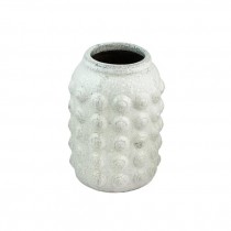 VASE-White Glaze Pottery W/Circle Design