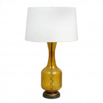 TABLE LAMP-Dimpled Amber Glass