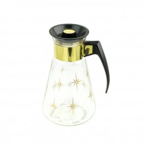 COFFEE POT-Vintage Pyrex Atomic Stars-Blk/Gld Handle