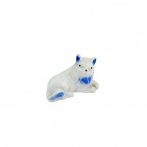 FIGURINE-Ceramic White/Blue Cat