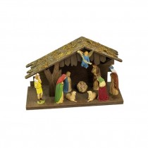 NATIVITY SCENE-Rustic W/Angel in Blue Robe