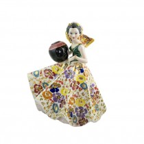 FIGURINE-Woman w/Floral Dress Holding Vase