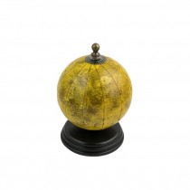 SMALL GLOBE-Yellow W/Wood Base & Brass Finial