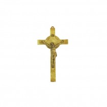 CRUCIFIX-White Plastic W/Gold Christ