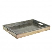 TRAY-Faux Riveted Metal W/Cutout Handles