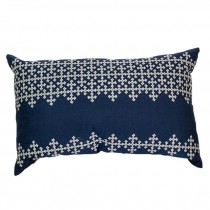 THROW PILLOW-Navy Oblong W/White Cross Stitch Pattern