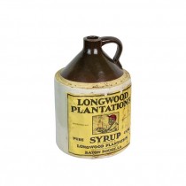VINTAGE STONEWARE JUG-"Longwood Plantation's Syrup"