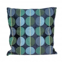 PILLOW-THROW-Blue Circles w/Yellow Lines