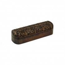 BOX w/Lid-Wooden Keepsake w/Engraved Floral Lid