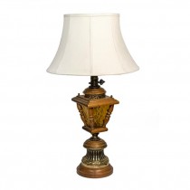 TABLE LAMP-Carriage Lantern W/Amber Glass